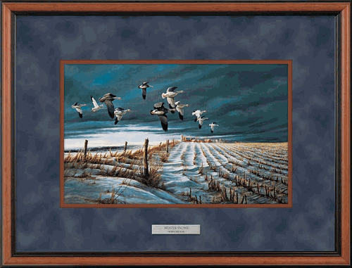 Winter Snows Deluxe Walnut Framed